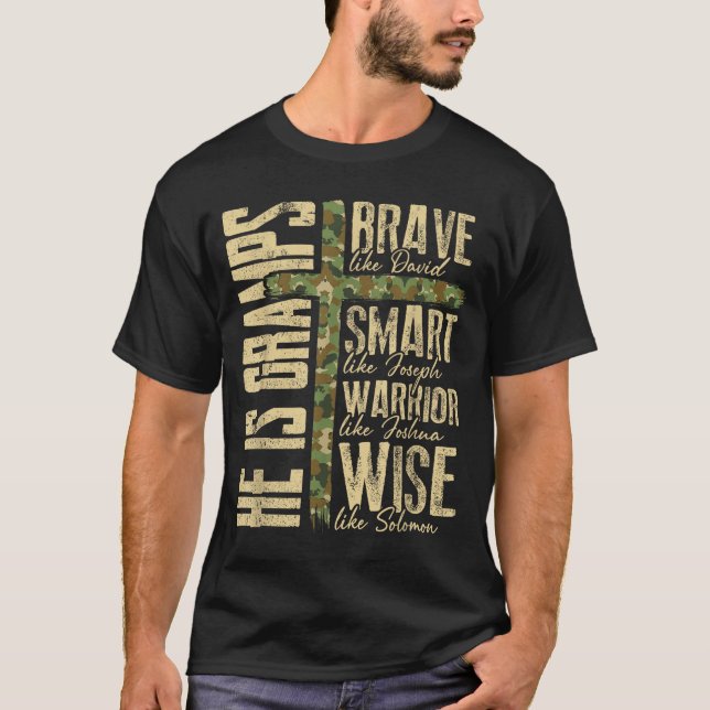 He Is Gramps Camo Religious Father's Day Christian T-Shirt (Front)