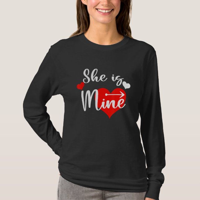 He is Mine Mens She is Mine Matching Couple Valent T-Shirt (Front)