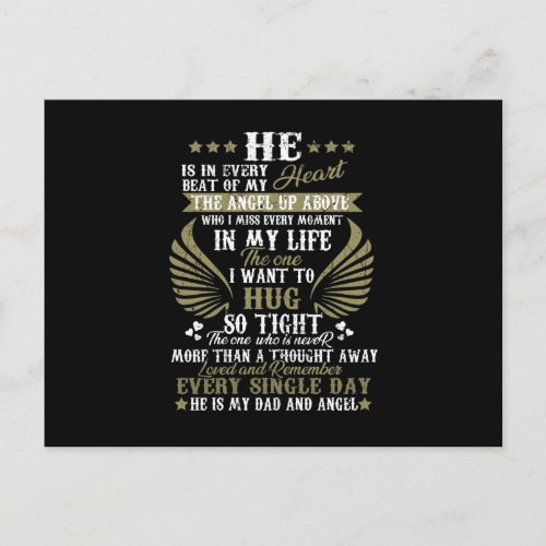 He is my dad and angel announcement postcard
