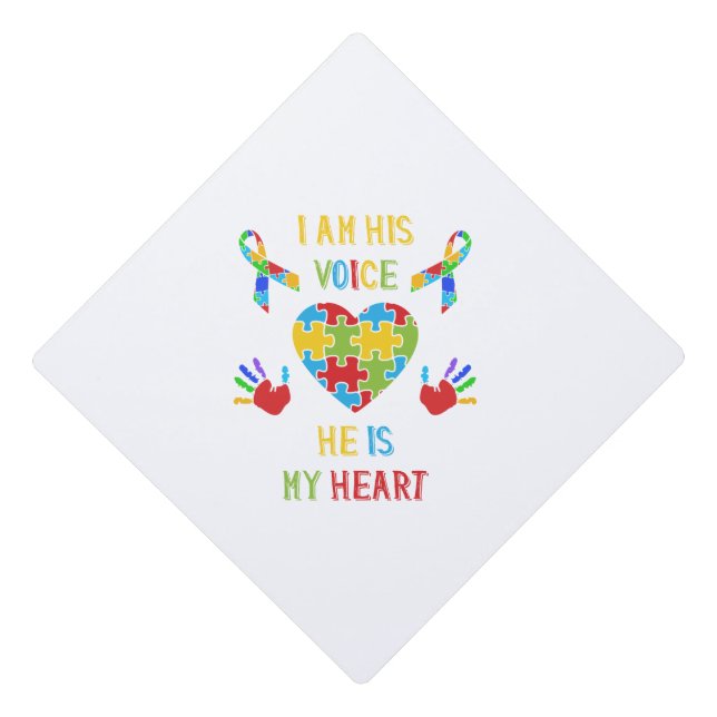 He Is My Heart Autism Graduation Cap Topper (Front)