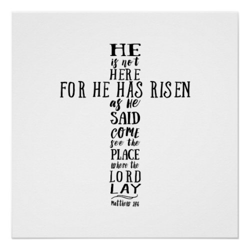 He is Not Here for He has Risen as He Said Poster