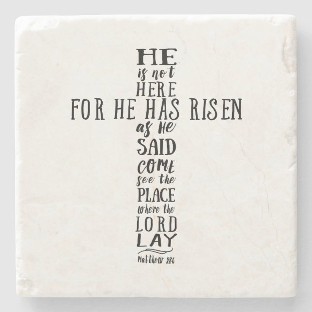 He is Not Here for He has Risen as He Said Stone Coaster (Front)
