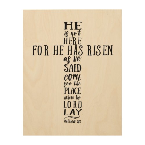 He is Not Here for He has Risen as He Said Wood Wall Art