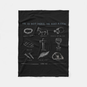 He Is Not Here He Has Risen Christian Cross Jesus Fleece Blanket