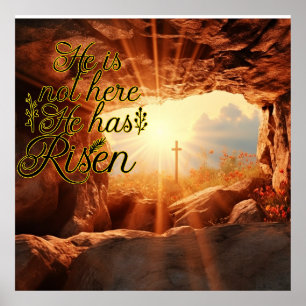 He is not here. He has risen. Easter. Poster
