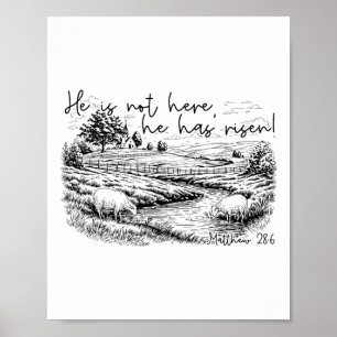 He Is Not Here He Is Risen Jesus Christian Cross V Poster