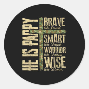 He Is Pappy Camo Religious Father's Day Christian Classic Round Sticker