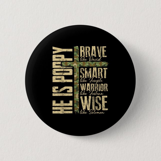 He Is Ppy Camo Religious Father's Day Christian Da Button (Front)