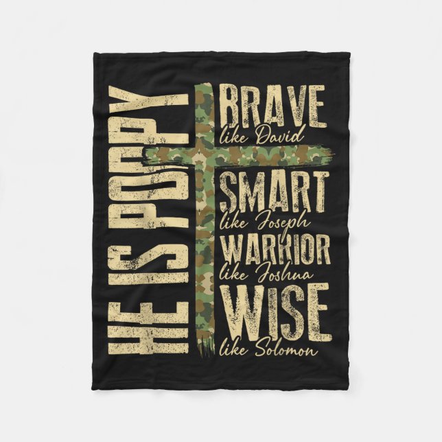 He Is Ppy Camo Religious Father's Day Christian Da Fleece Blanket (Front)