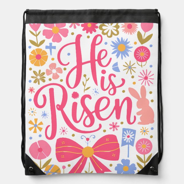 He is Raisen Easter Retro Design-61415 Drawstring Bag (Front)