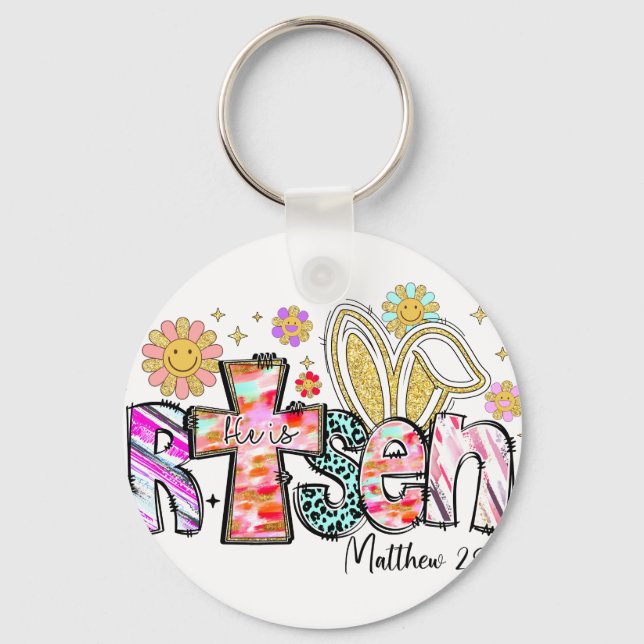 he is risen (2), retro, vintage keychain (Front)