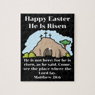 He is Risen 3 Crosses Empty Tomb Cartoon Easter Jigsaw Puzzle
