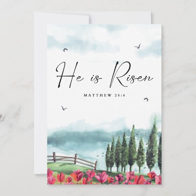 He Is Risen - A Powerful Bible Verse Holiday Card (Front)