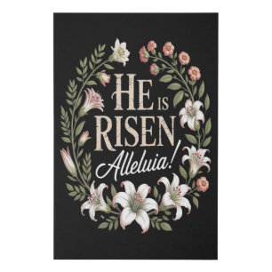 He Is Risen Alleluia Floral Christian Easter Faux Canvas Print