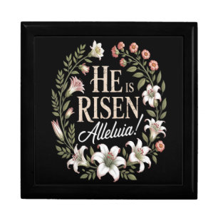 He Is Risen Alleluia Floral Christian Easter Gift Box