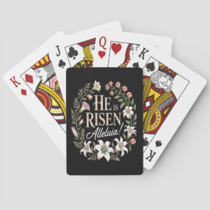 He Is Risen Alleluia Floral Christian Easter Poker Cards