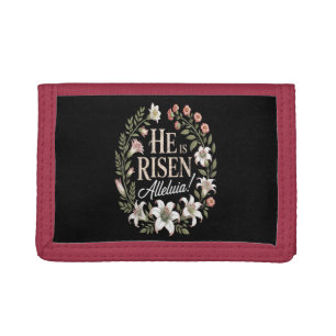 He Is Risen Alleluia Floral Christian Easter Trifold Wallet