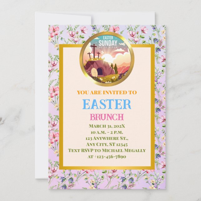He is Risen and Celebration of Resurrection Sunday Invitation (Front)
