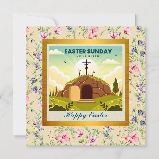 He is Risen and Celebration of Resurrection Sunday Invitation (Front)
