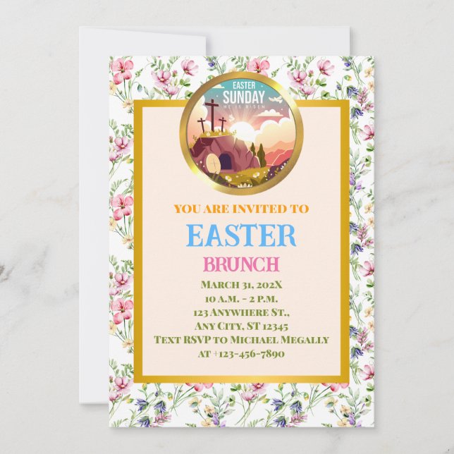 He is Risen and Celebration of Resurrection Sunday Invitation (Front)