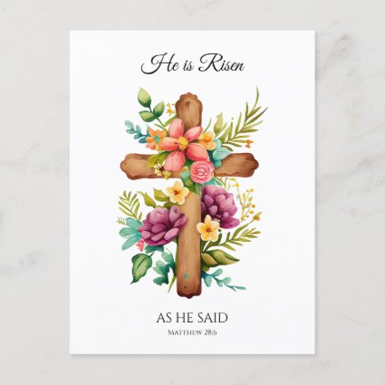 He Is Risen As He Said Easter Floral Cross