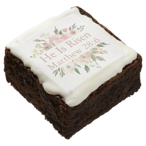 He is Risen Beautiful Pink Floral Easter Party Brownie