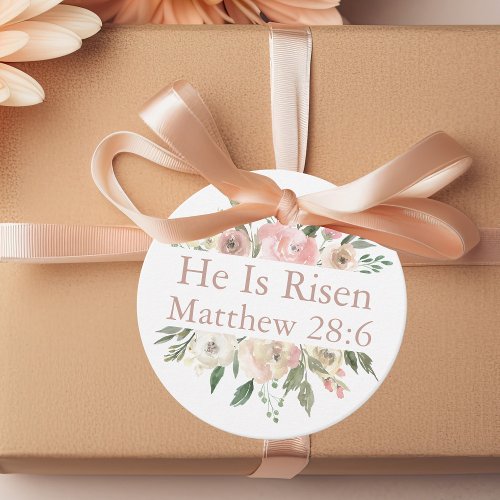 He is Risen Beautiful Pink Floral Easter Party Favor Tags