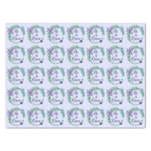 He is Risen Beautiful Purple Religious Easter Tissue Paper