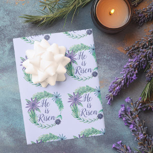 He is Risen Beautiful Purple Religious Easter Wrapping Paper Sheets