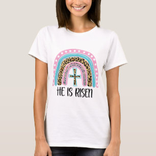 He Is Risen Bible Jesus Resurrection Easter Rainbo T-Shirt