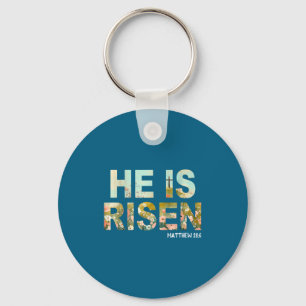 He is risen boho easter christian jesus keychain