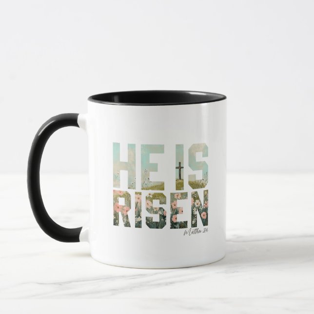 He is Risen Boho Easter Christian Jesus Mug (Left)