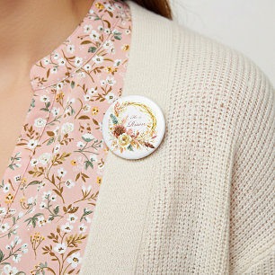 He is Risen boho floral wreath Easter Button