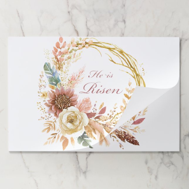 He is Risen boho floral wreath Easter Paper Pad (Folded)