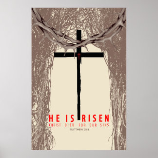He Is Risen Christ Died For Our Sins Christian Poster