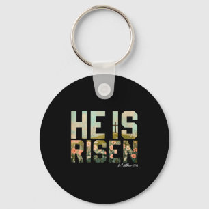 He Is Risen Christian Cross Jesus Bible Verse East Keychain