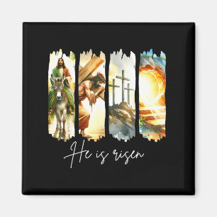 He Is Risen Christian Cross Jesus Bible Verse Happ Magnet