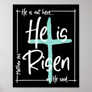He Is Risen Christian Cross Jesus Bible Verse Happ Poster