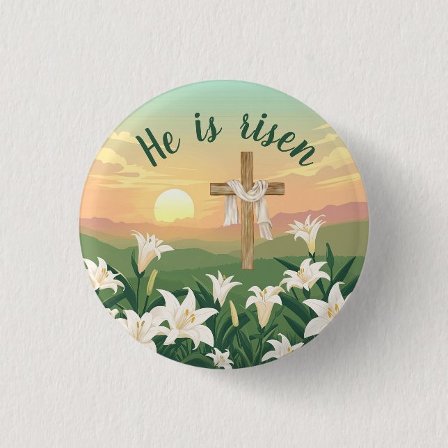 He is risen Christian Easter  Button (Front)