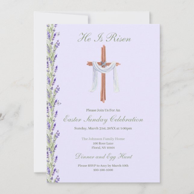 He Is Risen Christian Easter Invitation (Front)