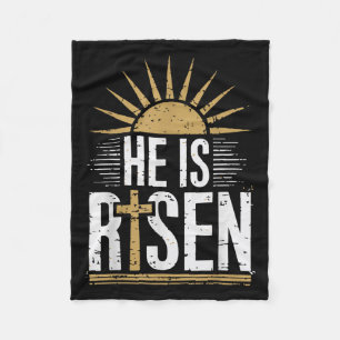 He Is Risen Christian Easter Men Women Toddler Boy Fleece Blanket