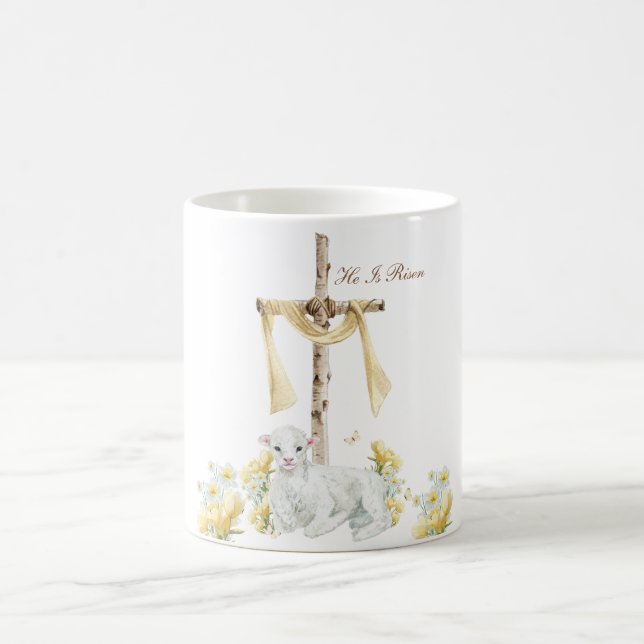 He Is Risen Christian Easter Personalized Coffee Mug (Center)