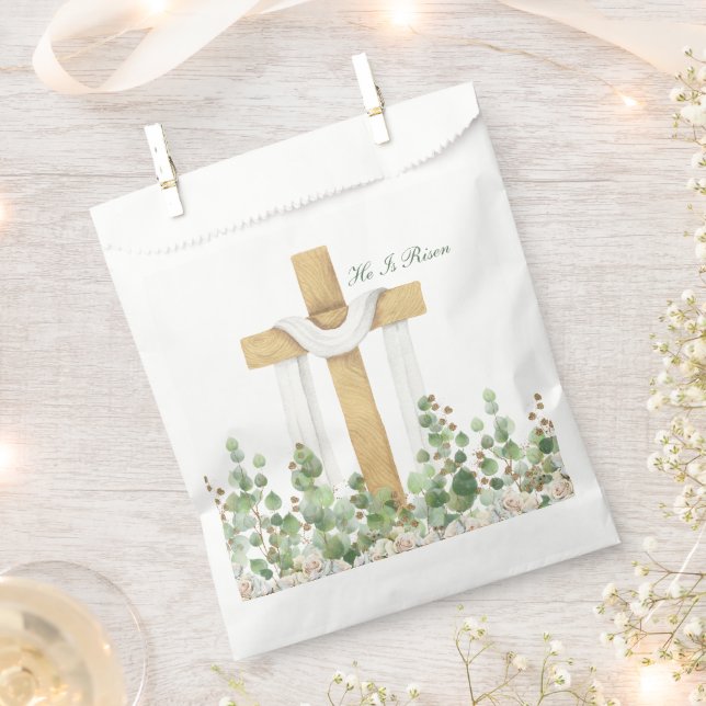 He Is Risen Christian Easter Personalized Favor Bag (Clipped)