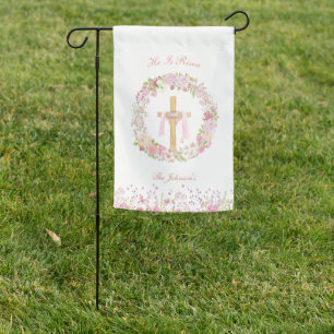 He Is Risen Christian Easter Personalized Garden Flag