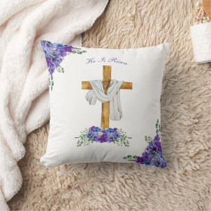 He Is Risen Christian Easter Personalized Throw Pillow