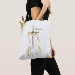 He Is Risen Christian Easter Personalized Tote Bag