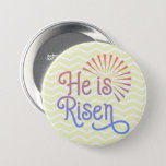 He is Risen Christian Easter Retro Button