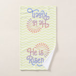 He is Risen Christian Easter Retro Hand Towel