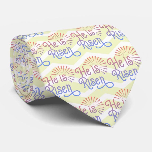 He is Risen Christian Easter Retro Neck Tie (Rolled)