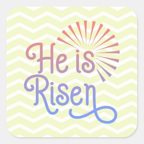 He is Risen Christian Easter Retro Square Sticker